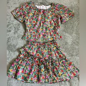 Crewcuts Girls Matching Set Floral Top and Skirt Size L 10-12